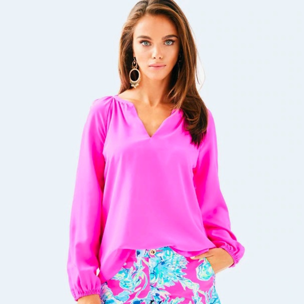 Lilly Pulitzer Leslie Silk Top Blouse NWT medium